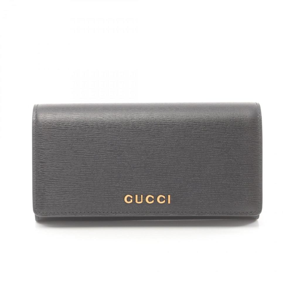 GUCCI Script Bi-fold Long Wallet Leather Black - Picture 2 of 5